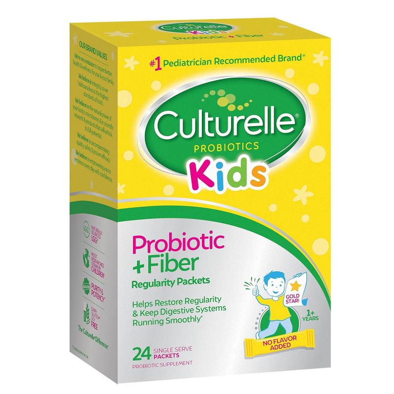 Culturelle Kids Daily Probiotic + Fiber Packets for Restoring Regularity - 24ct