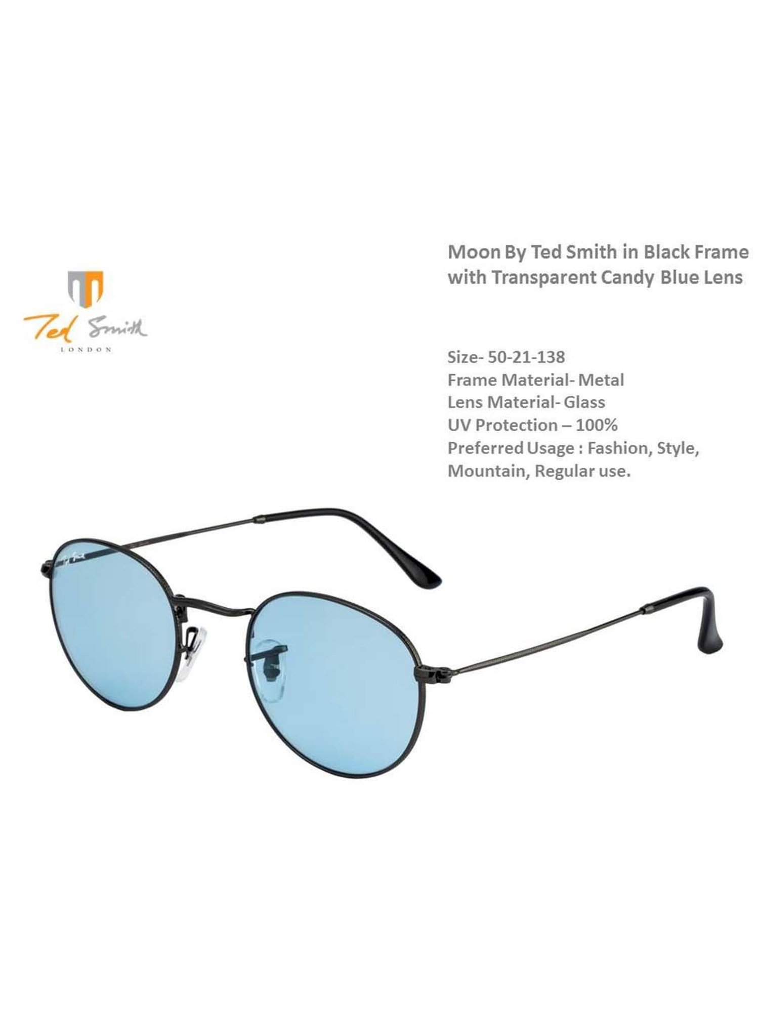 Ted Smith MOON_C1 Blue Round Sunglasses