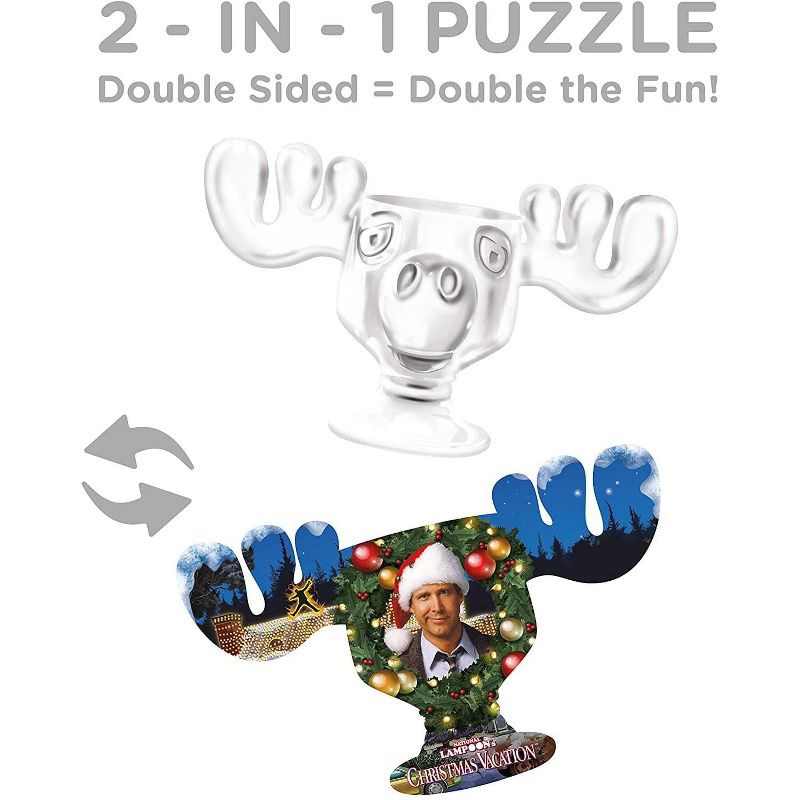 NMR Distribution Christmas Vacation Moose Mug & Collage 600 Piece 2 Sided Die Cut Jigsaw Puzzle
