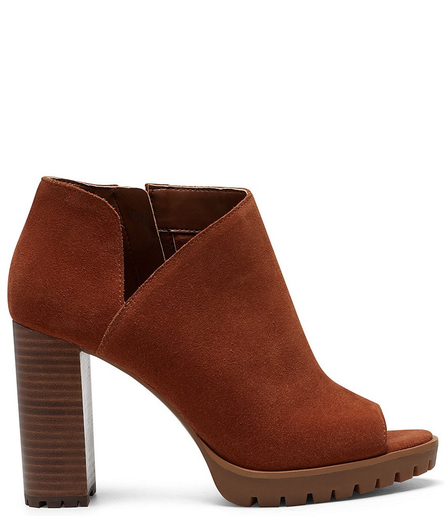 Vince Camuto Hevana Block Heel Peep Toe Suede Booties