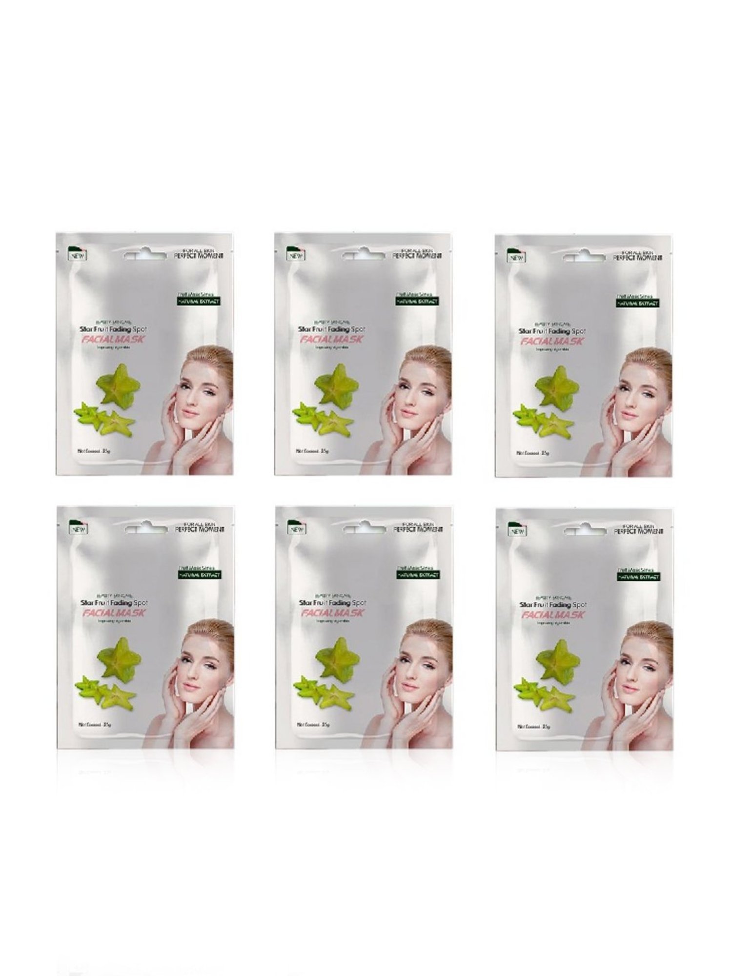 MONDSUB Starfruit Beauty Sheet Masks (Pack of 6) - 25 gm Each