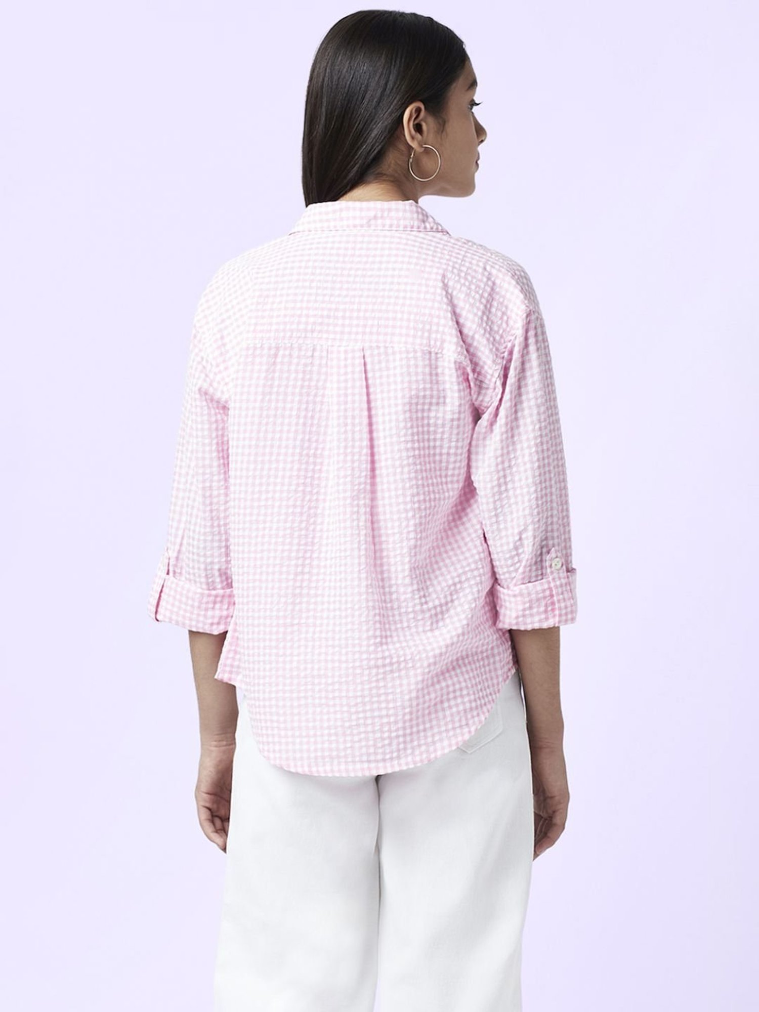 Coolsters by Pantaloons Kids Pink & White Cotton Regular Fit Full Sleeves Shirt Set