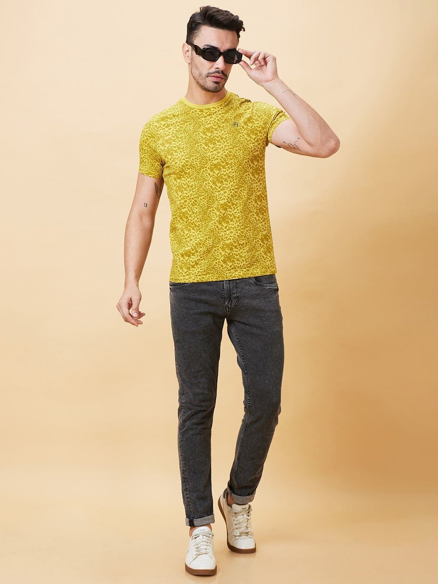 Being Human Dark Green Regular Fit Printed T-Shirt