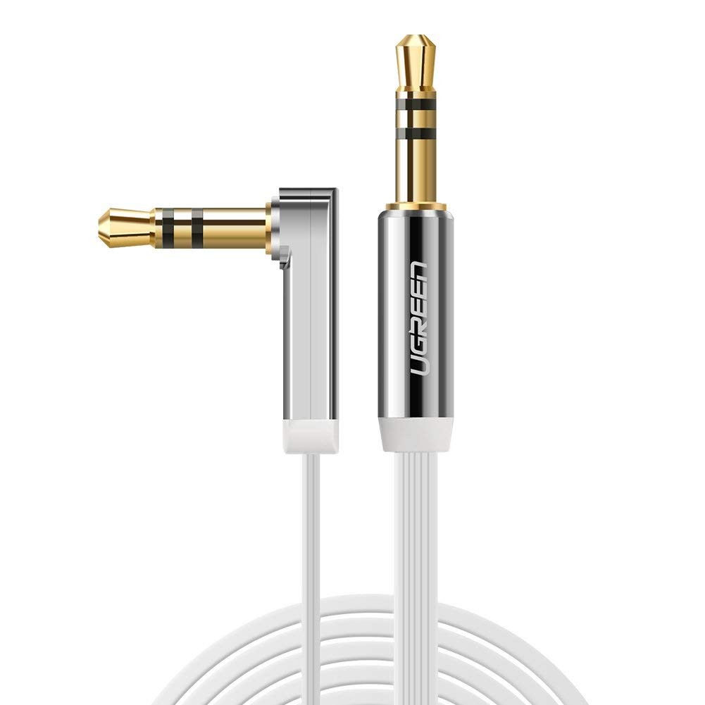 UGREEN 3.5mm Auxiliary Audio Jack to Jack cable 90 Degree Right Angle for Apple iPhone, iPod, iPad, Samsung, Smartphones, Tablets and Speakers,24K Gold Plated Male to Male