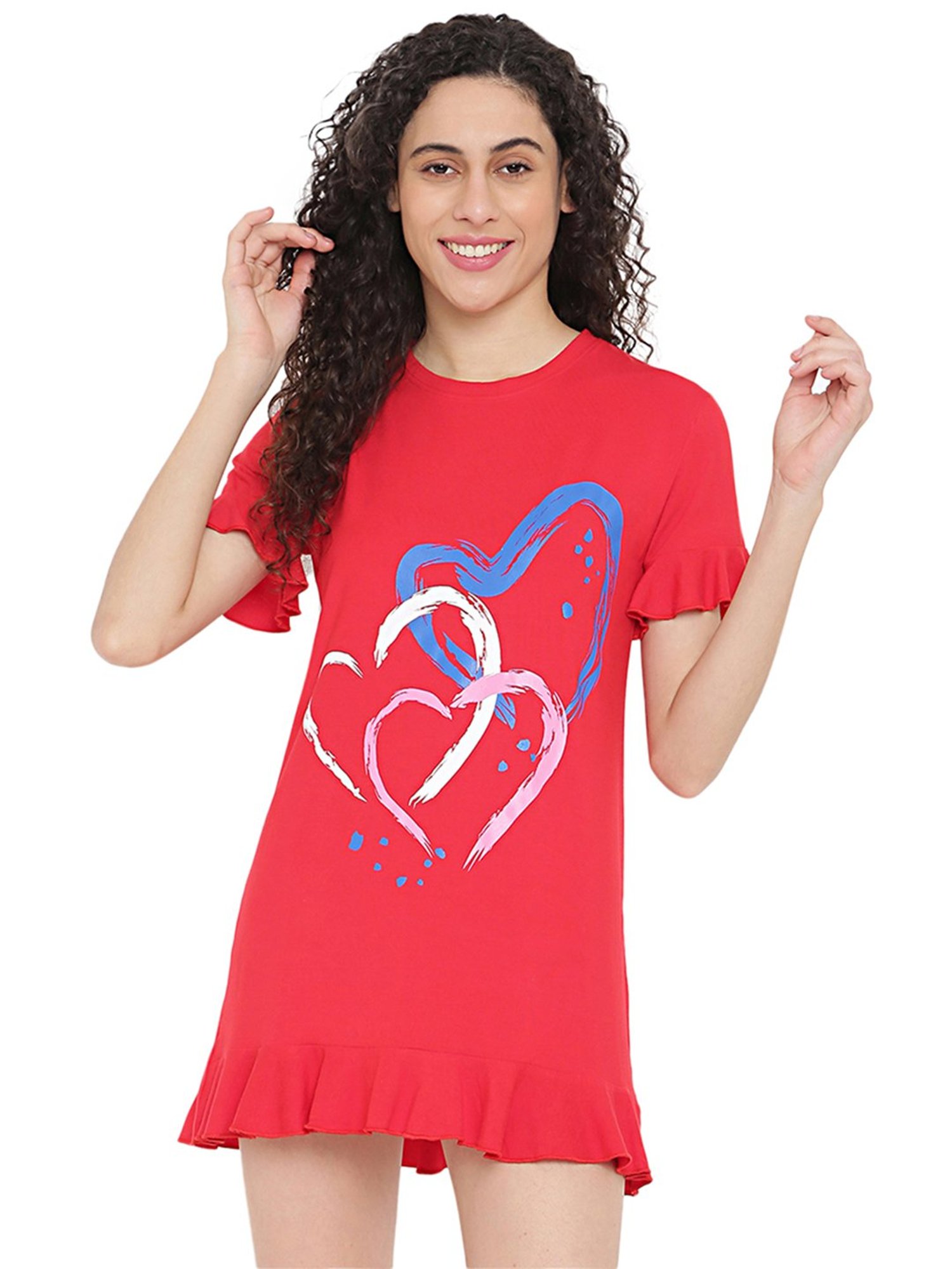 La Intimo Red Printed T-Shirt