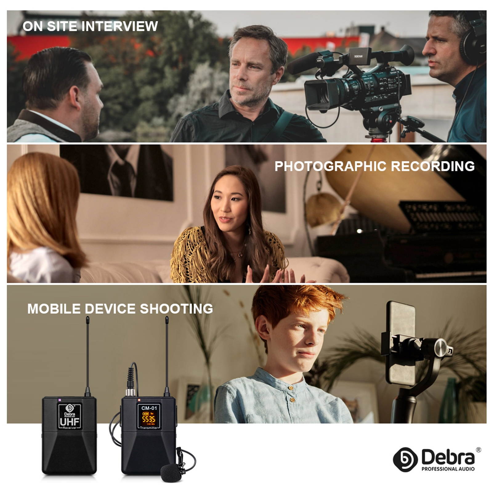 UHF Wireless Collar Clip Microphone with Audio Monitor Function for Smartphones Cameras Outdoor Interview Live Broadcast Tie-clip Microphone