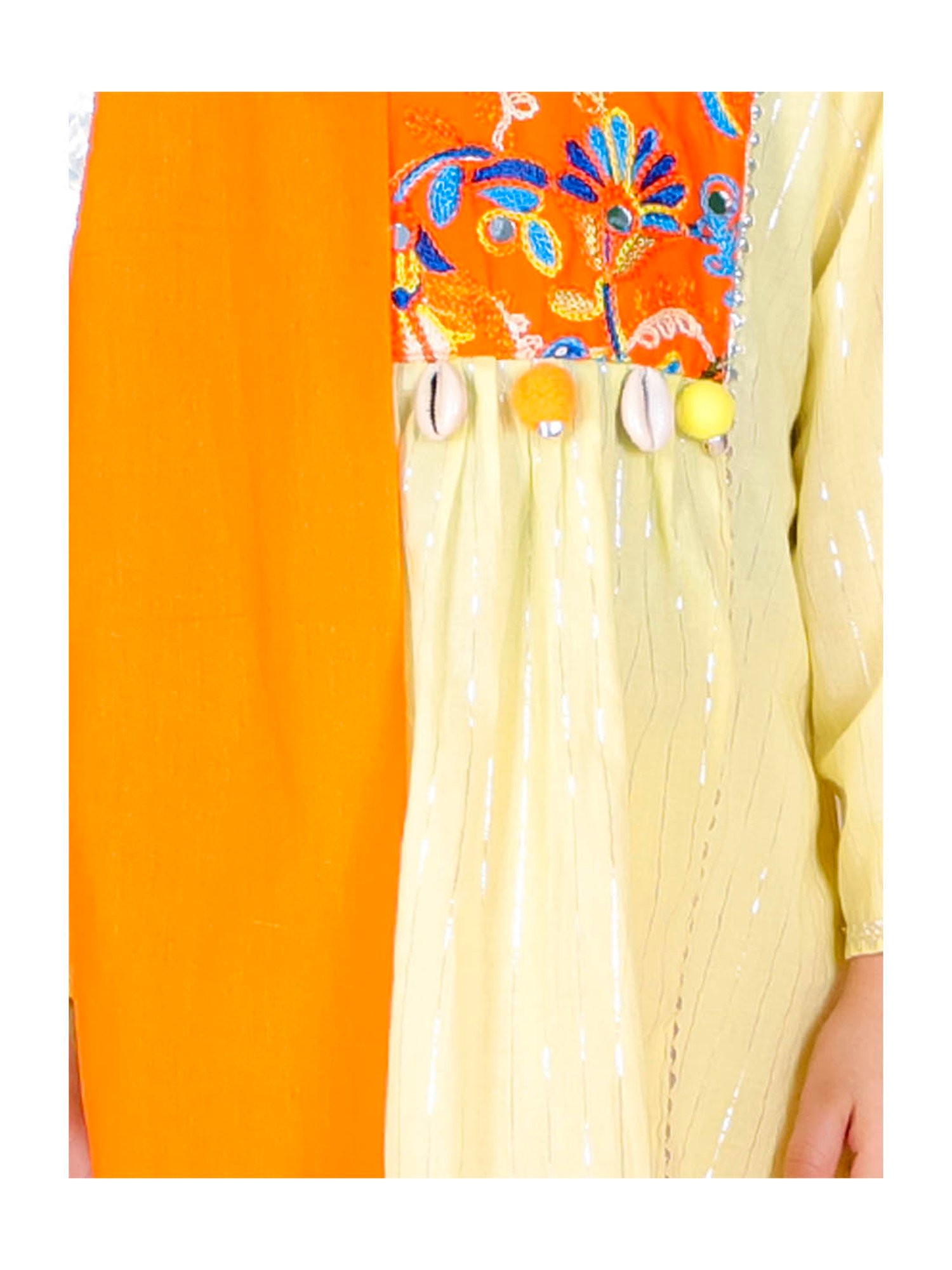 Little Bansi Kids Yellow Striped Kurta, Sharara with Dupatta