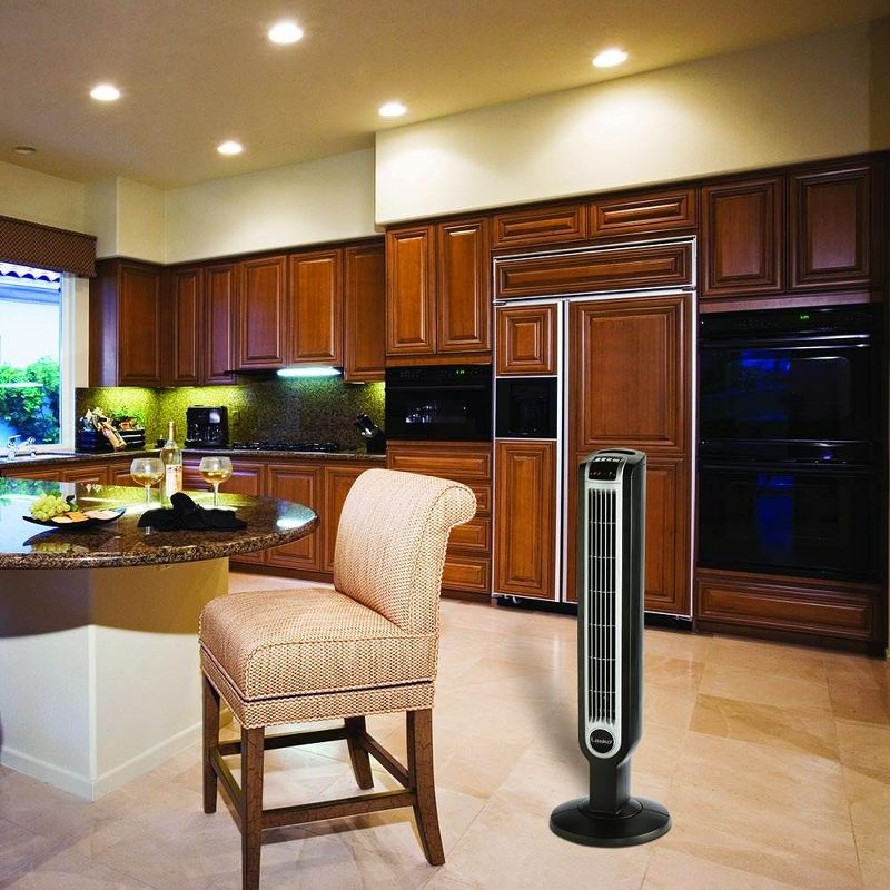 Lasko 2511 36 Inch 3-Speed Quiet Electric Programmable Widespread Oscillating Tower Fan with Remote and Touch-Control Timer for Home and Office, Black