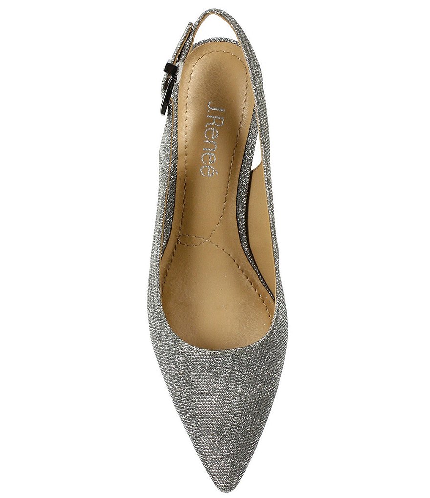 J. Renee Mayetta Embossed Heel Pointed Toe Glitter Slingback Pumps