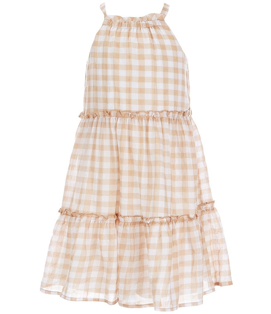 GB GB Girls Little Girls 2T-6X Textured Gingham Tiered Dress
