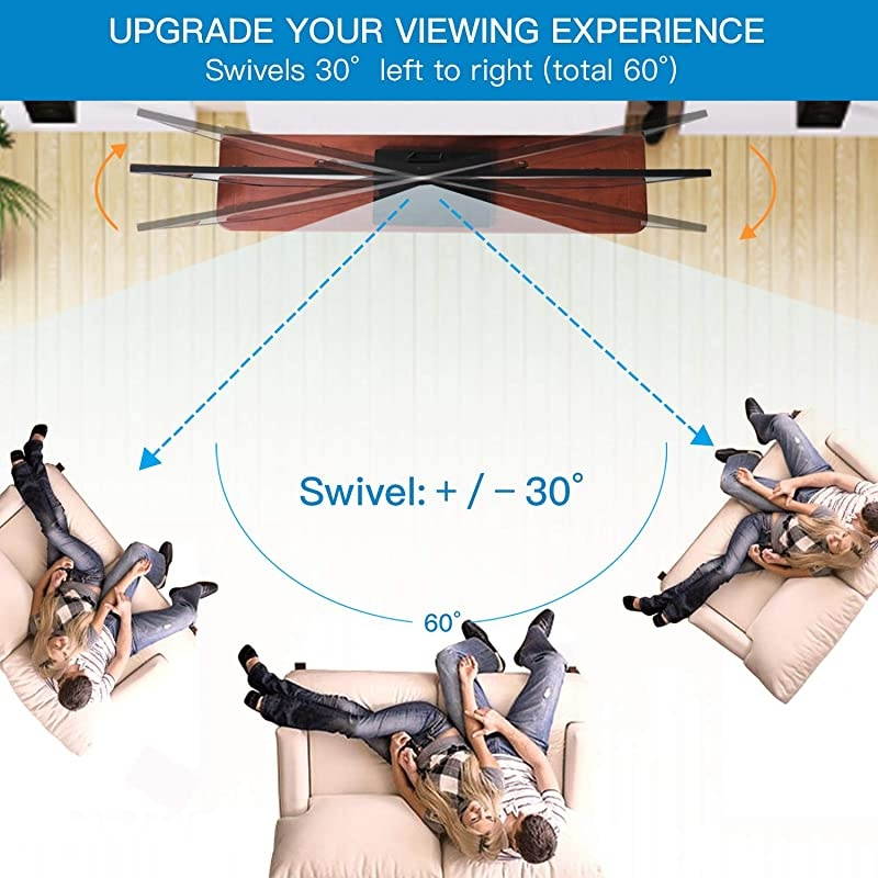 Universal Swivel TV Stand - Table Top TV Stand for 26-55 Inch LCD LED TVs - Height Adjustable TV Mount Stand with Tempered Glass Base, VESA 400x400mm, Holds Up to 88lbs