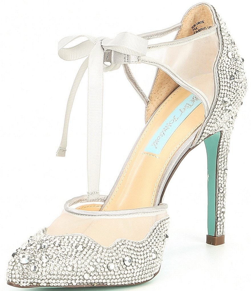 Blue by Betsey Johnson Iris Satin Rhinestone Stiletto Pumps