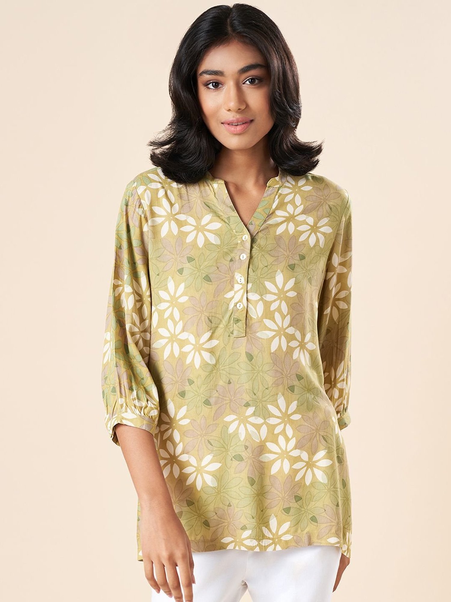 Akkriti by Pantaloons Green Printed Tunic
