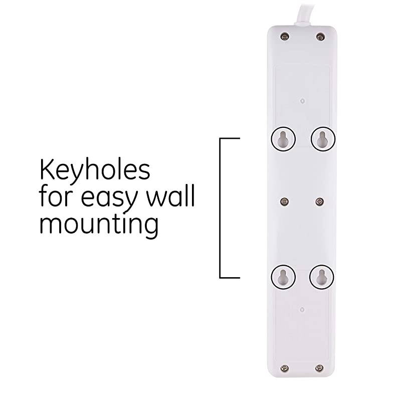 Sur Protector 4 Outlet 2 USB Charging Ports 3 Ft Long Extension Cord 1A USB Charging 450 Joules White 14090