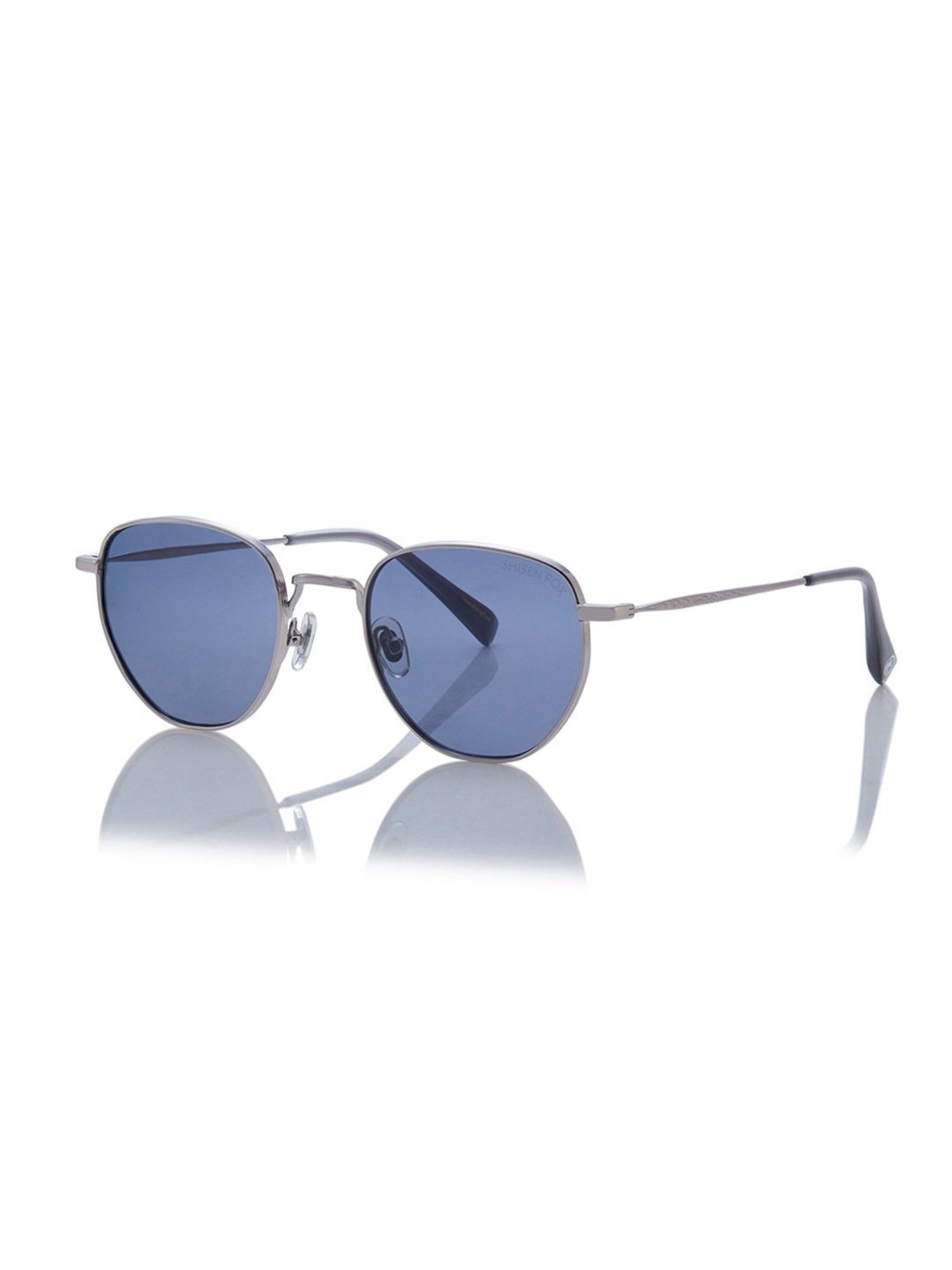 Shisen Fox Fuji Gun-Blue Round Unisex UV Protection Sunglasses -50 mm