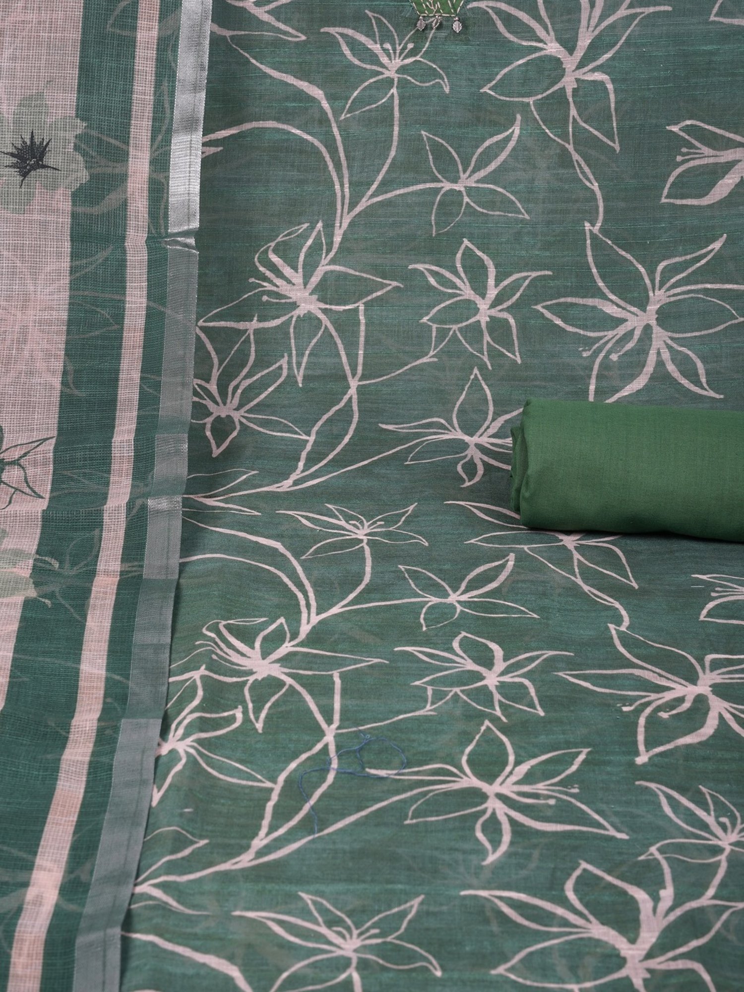 Kami Kubi Green Floral Dress Material