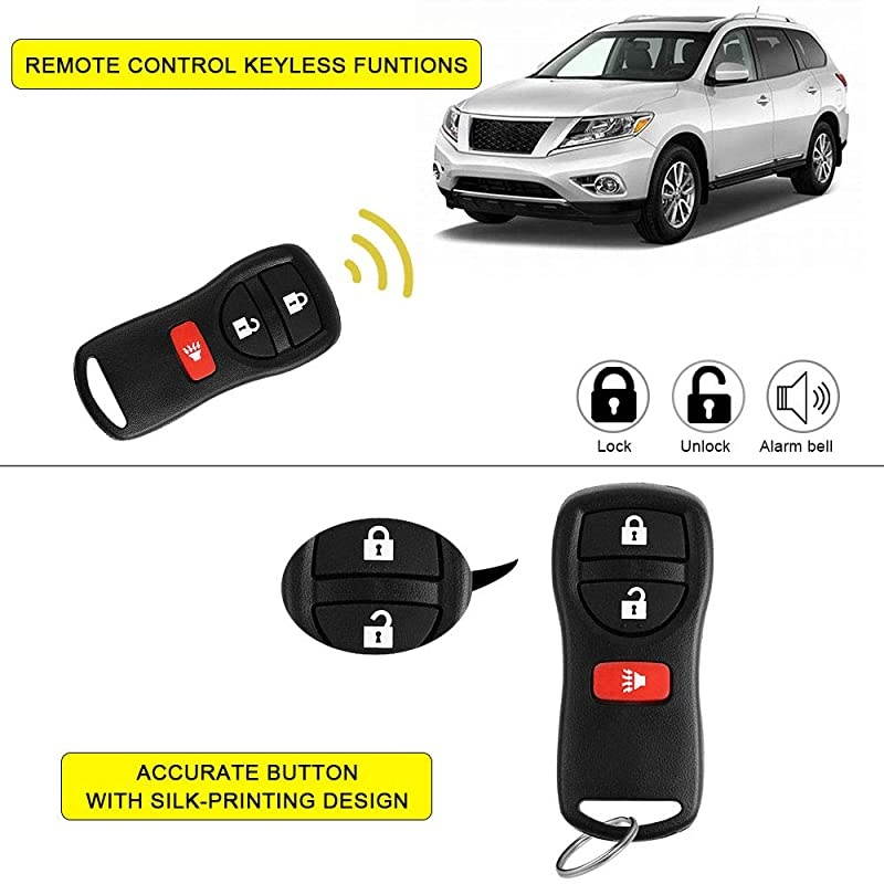 2 Key Fob Compatible for Nissan Frontier Armada Murano Quest Titan NV Pathfinder Xterra Versa Car Keyless Entry Remote Replacement for KBRASTU15