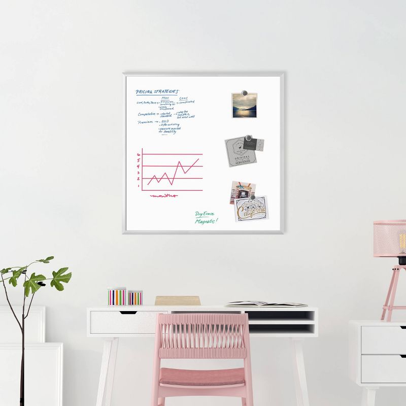 U Brands 36" Square Magnetic Dry Erase Board Silver Aluminum Frame