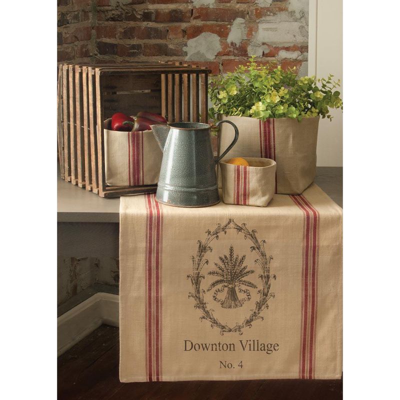 Heritage Lace 20" x 54" Downton Abbey Village Stripes Table Runner - Brown/Red
