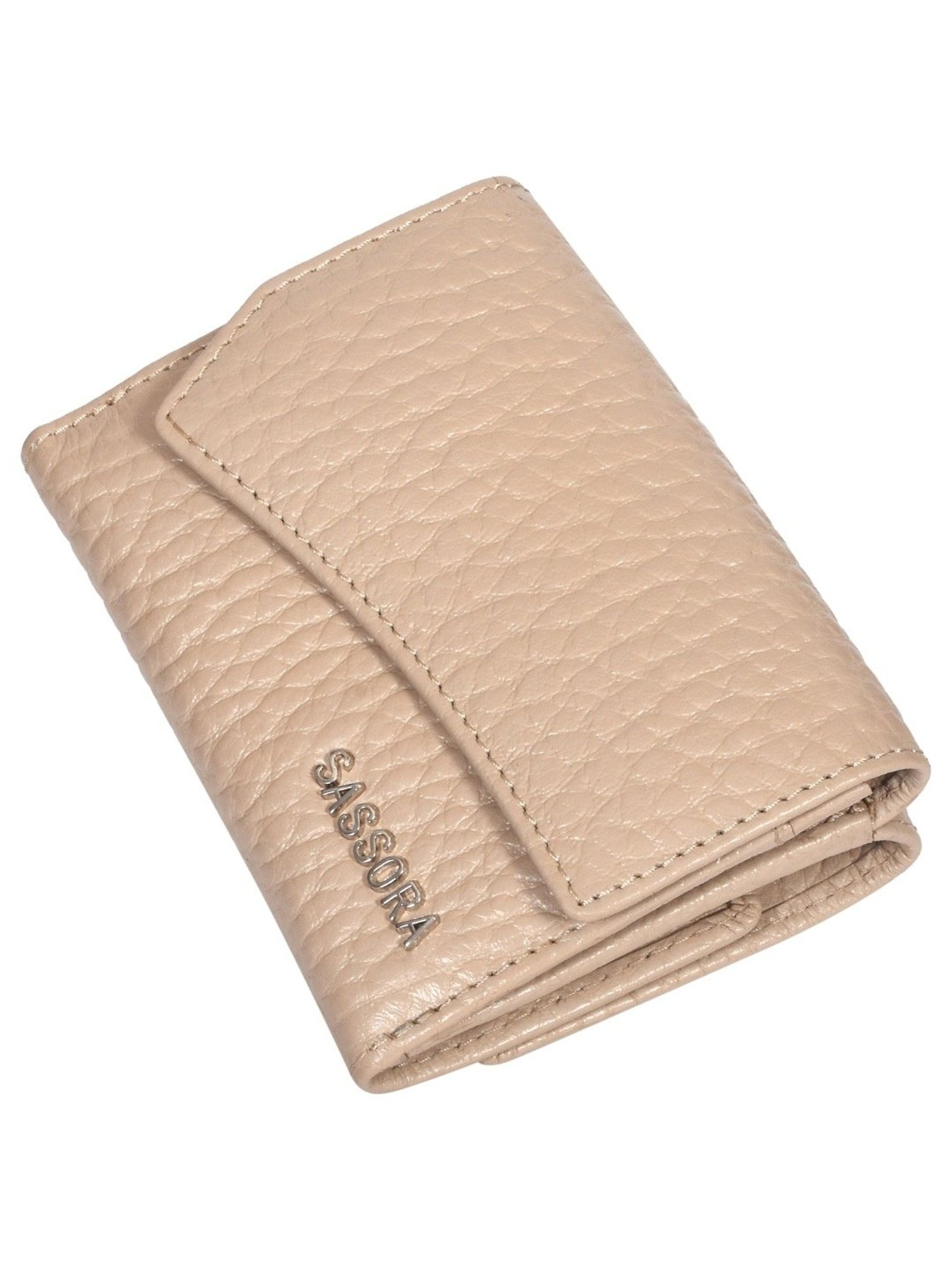 SASSORA FRIDA Grey Leather Textured Wallet