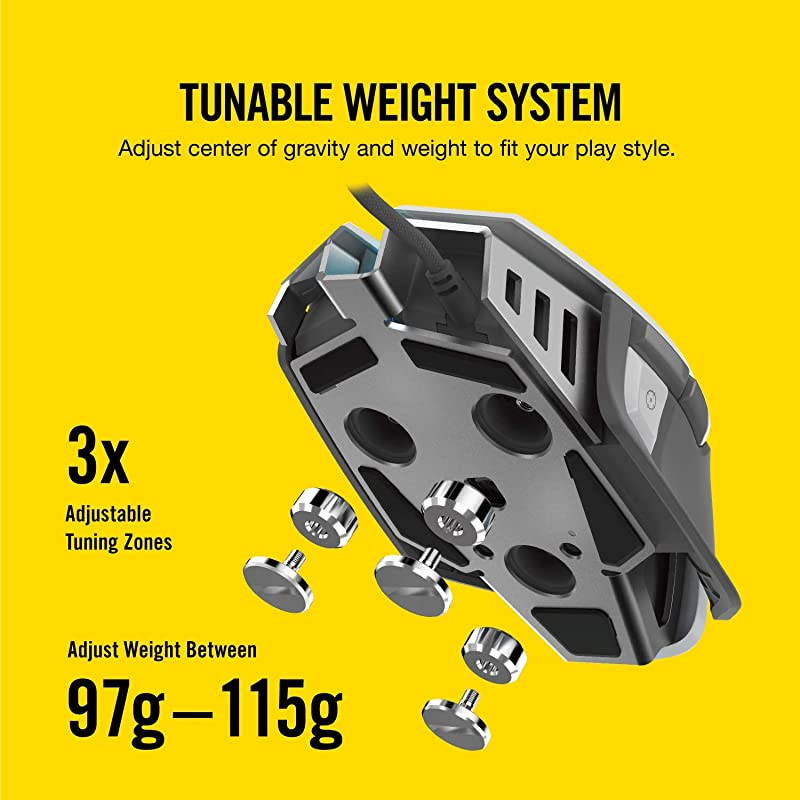 M65 ELITE RGB FPS Gaming Mouse 18000 DPI Optical Sensor Adjustable DPI Sniper Button Tunable Weights White