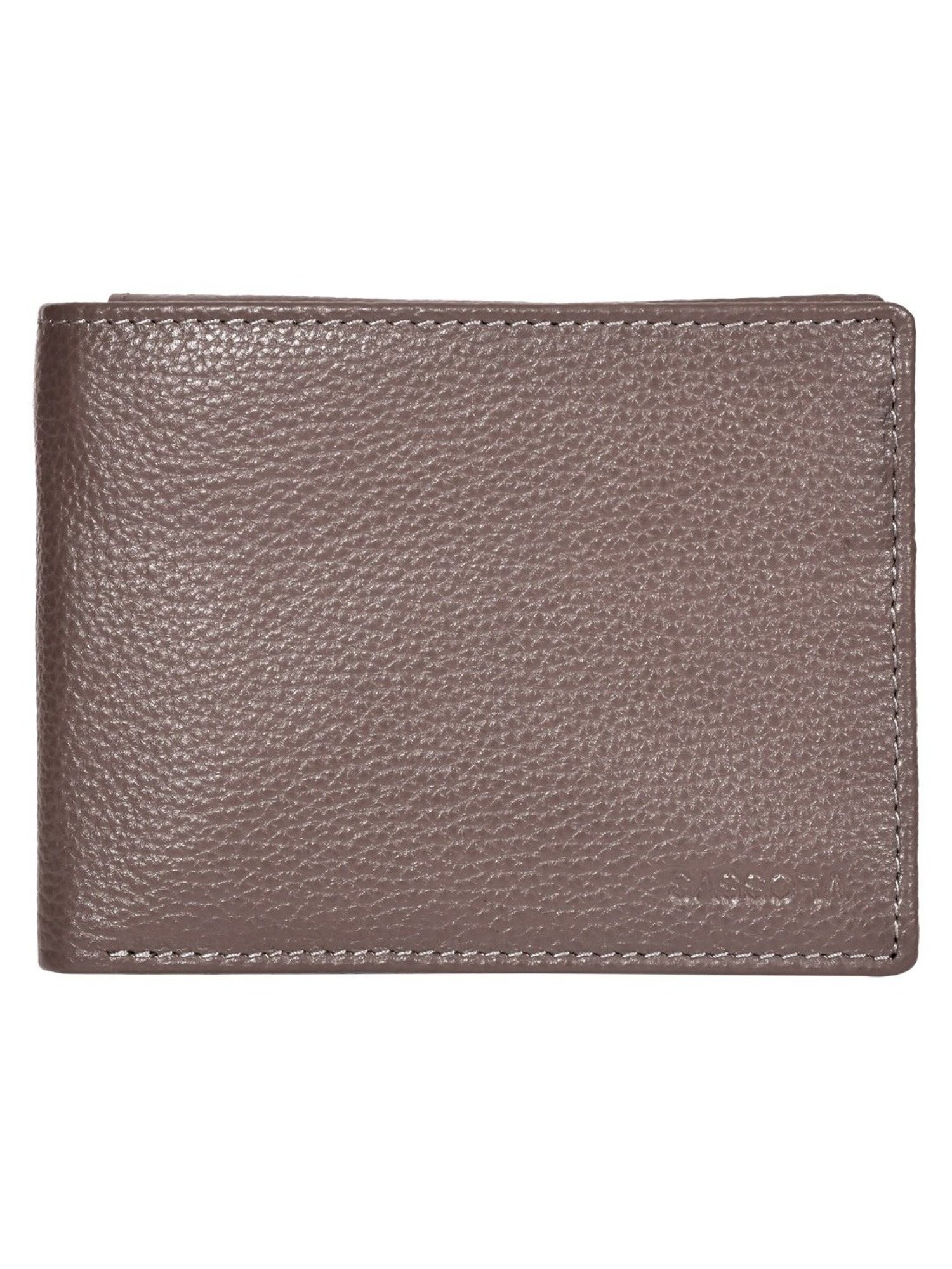 SASSORA ARLO Grey Leather Textured Bi-Fold Wallet