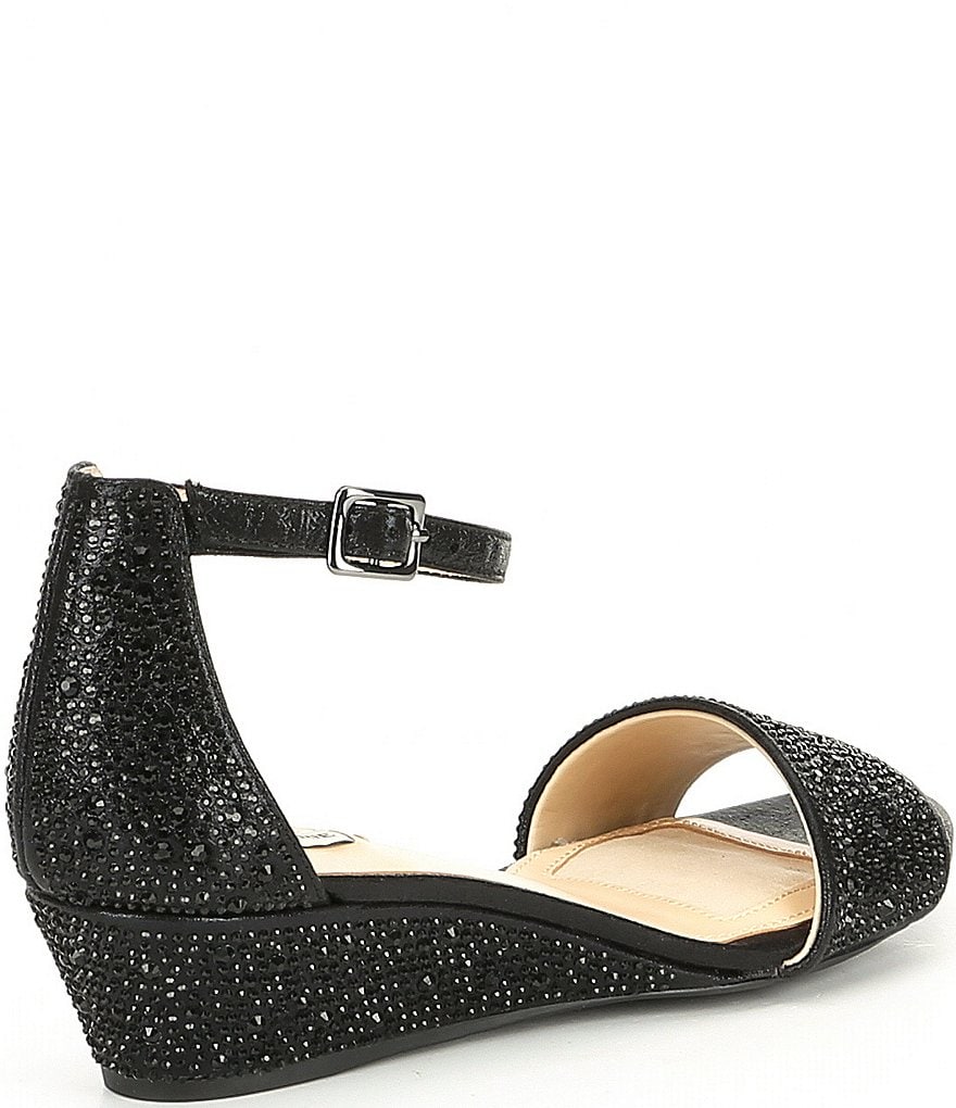 Alex Marie Mairithree Rhinestone Embellished Ankle Strap Wedge Sandals