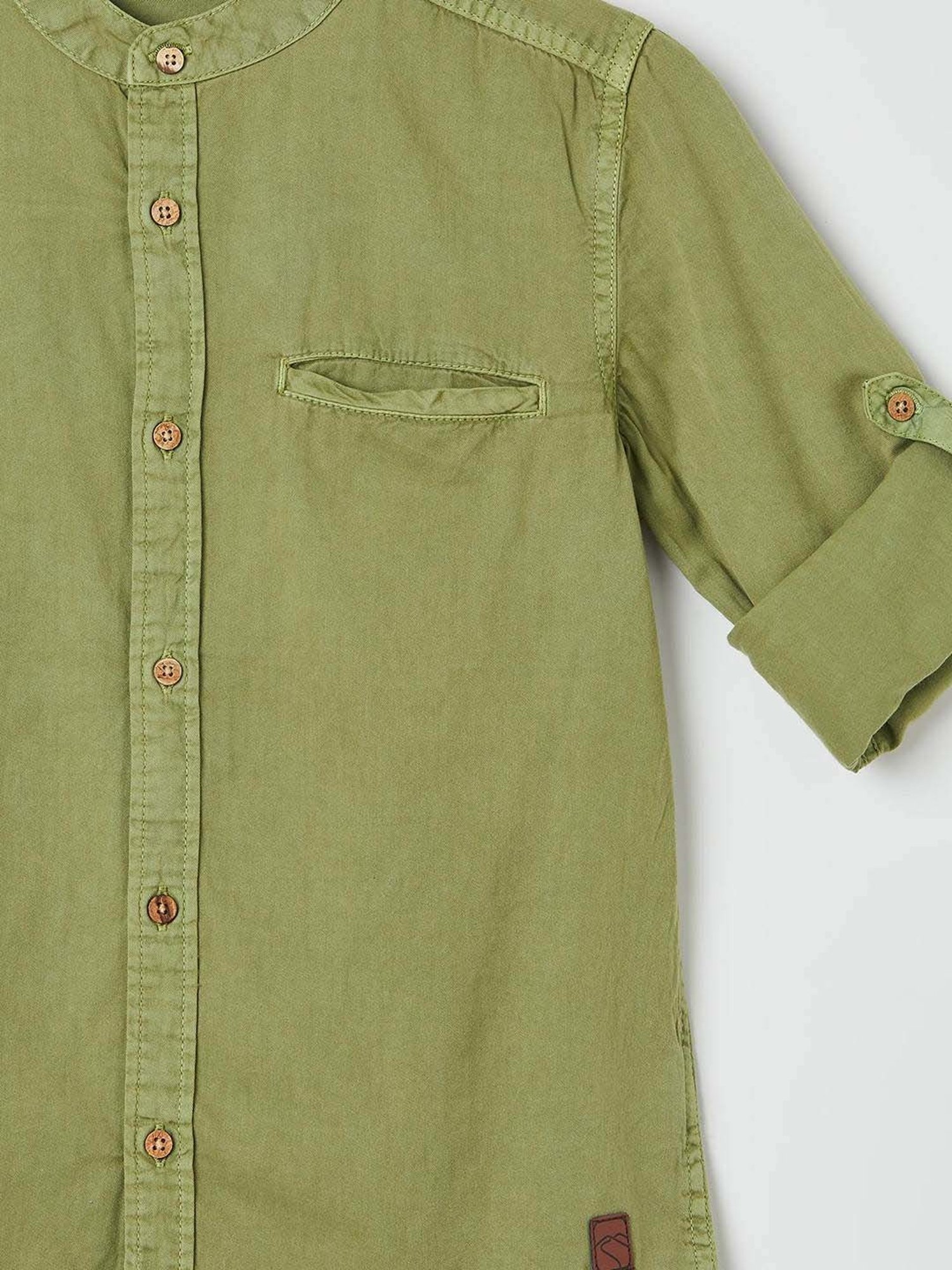 Fame Forever by Lifestyle Kids Olive Cotton Regular Fit Full Sleeves Shirt