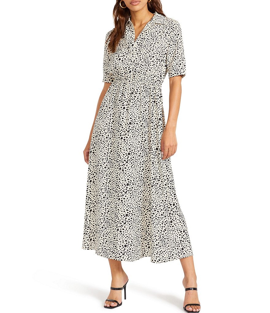 BB Dakota by Steve Madden Animal Print Short Sleeve Midi Dress