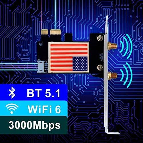 WiFi 6 PCIe WiFi Card Wireless Card for PC with Bluetooth 5.1, 802.11AX Dual Band Wireless Adapter Ultra-Low Latency, Supports Windows 10 (64bit) only .2402Mbps + 574Mbps, 160MHz