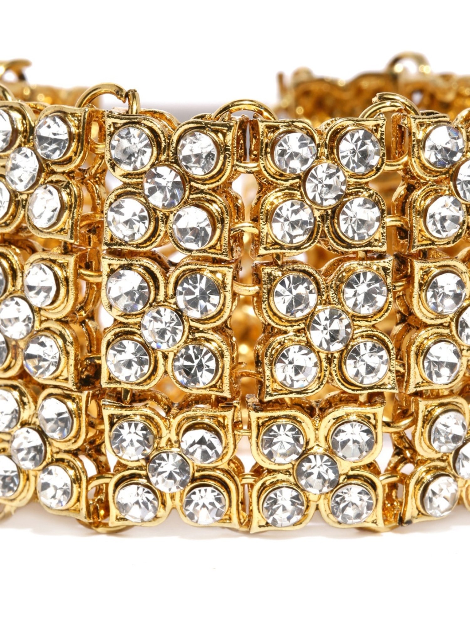 Zaveri Pearls Gold Tone Austrian Diamonds And Pearls Charm Classic Bracelet - ZPFK8831