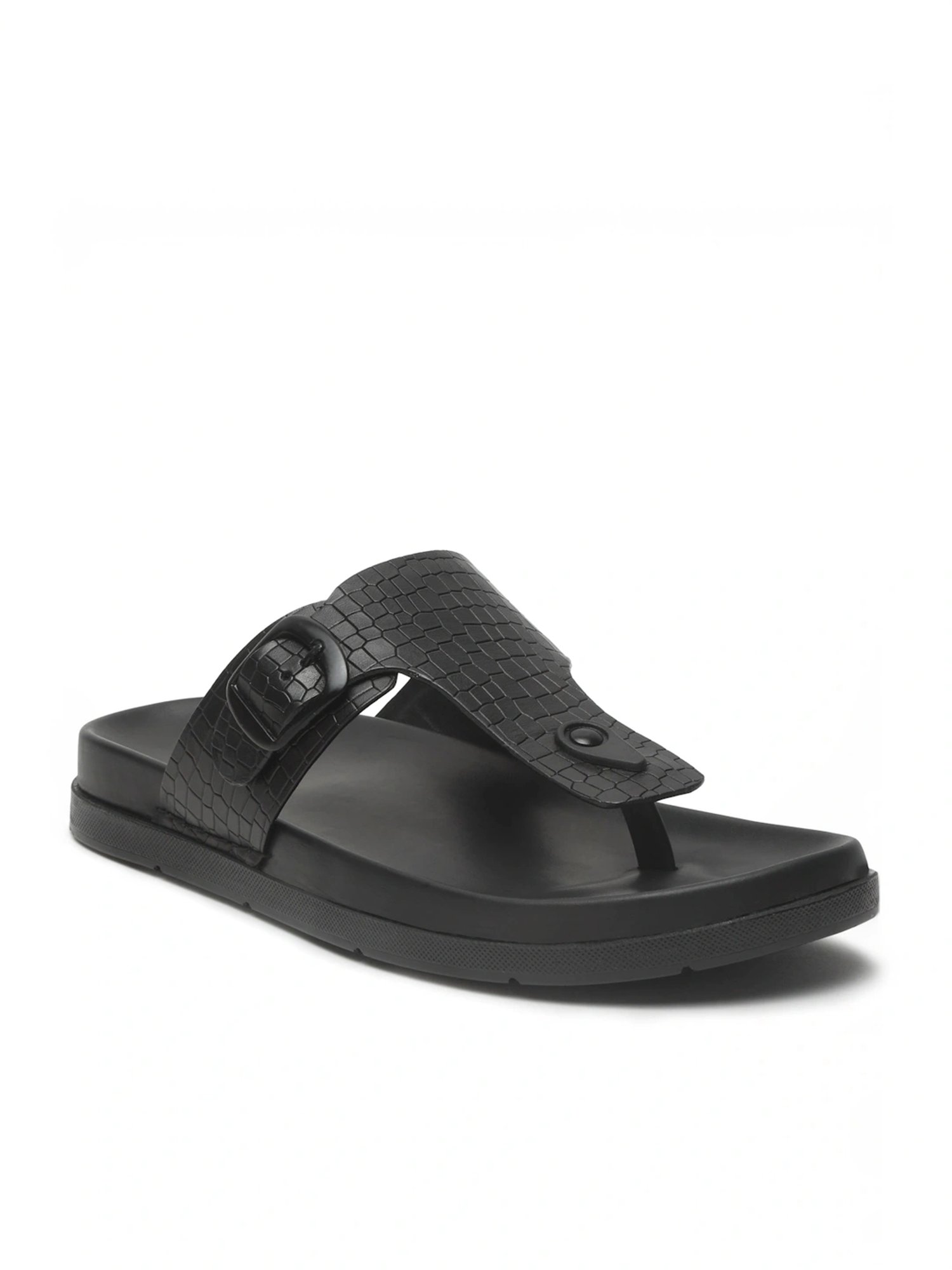Teakwood Leathers Men's Black Thong Sandals