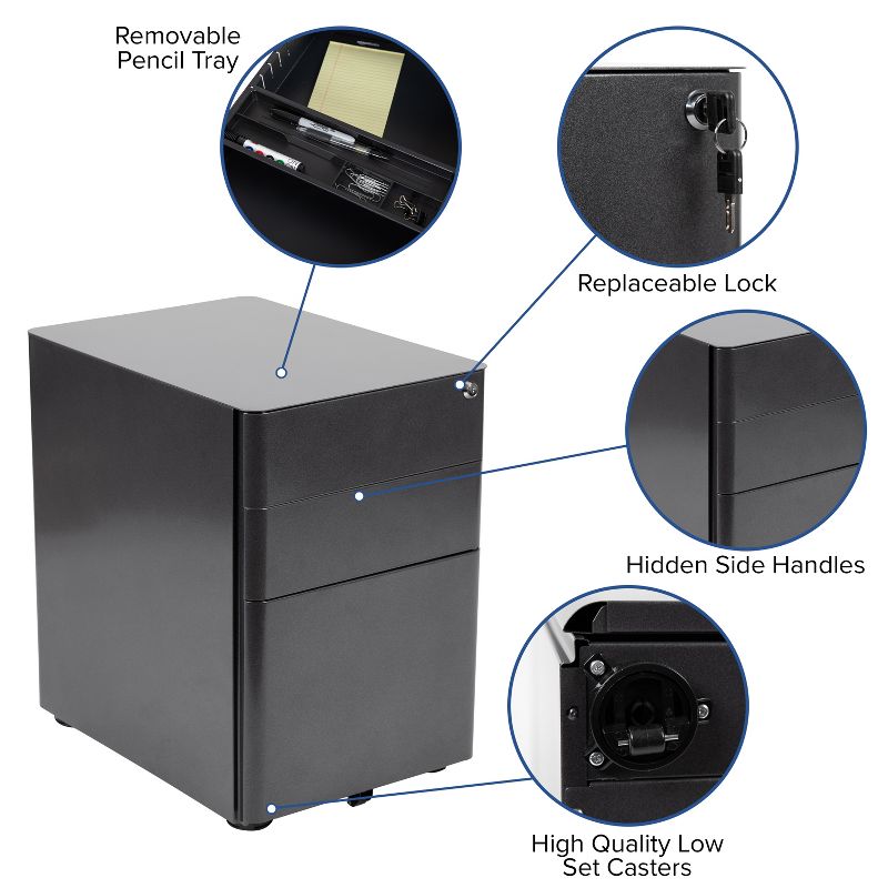 Flash Furniture Work From Home Kit - Black Computer Desk, Ergonomic Mesh Office Chair and Locking Mobile Filing Cabinet with Side Handles