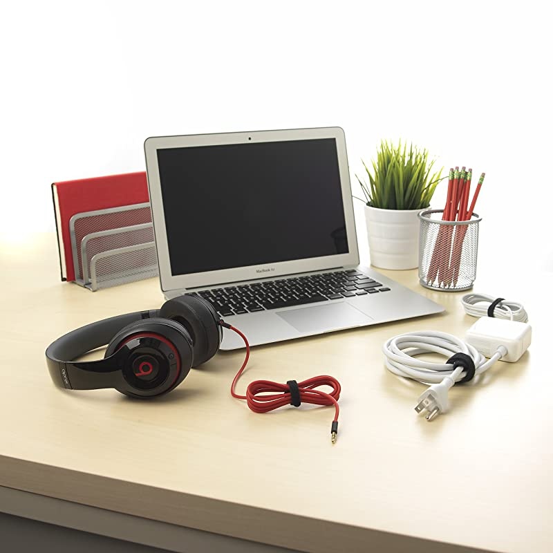 ONE WRAP Thin Ties | Strong amp Reusable | Perfect for Fastening Wires amp Organizing Cords | Black amp Gray 8 x 12Inch | 25 Black + 25 Gray Ties