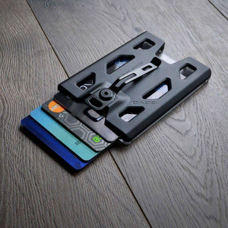 GOVO Badge Holder/Wallet - Durable ID Card Holder with Metal Clip and 4 Cards Slot (Holds 1-4 Cards) Black