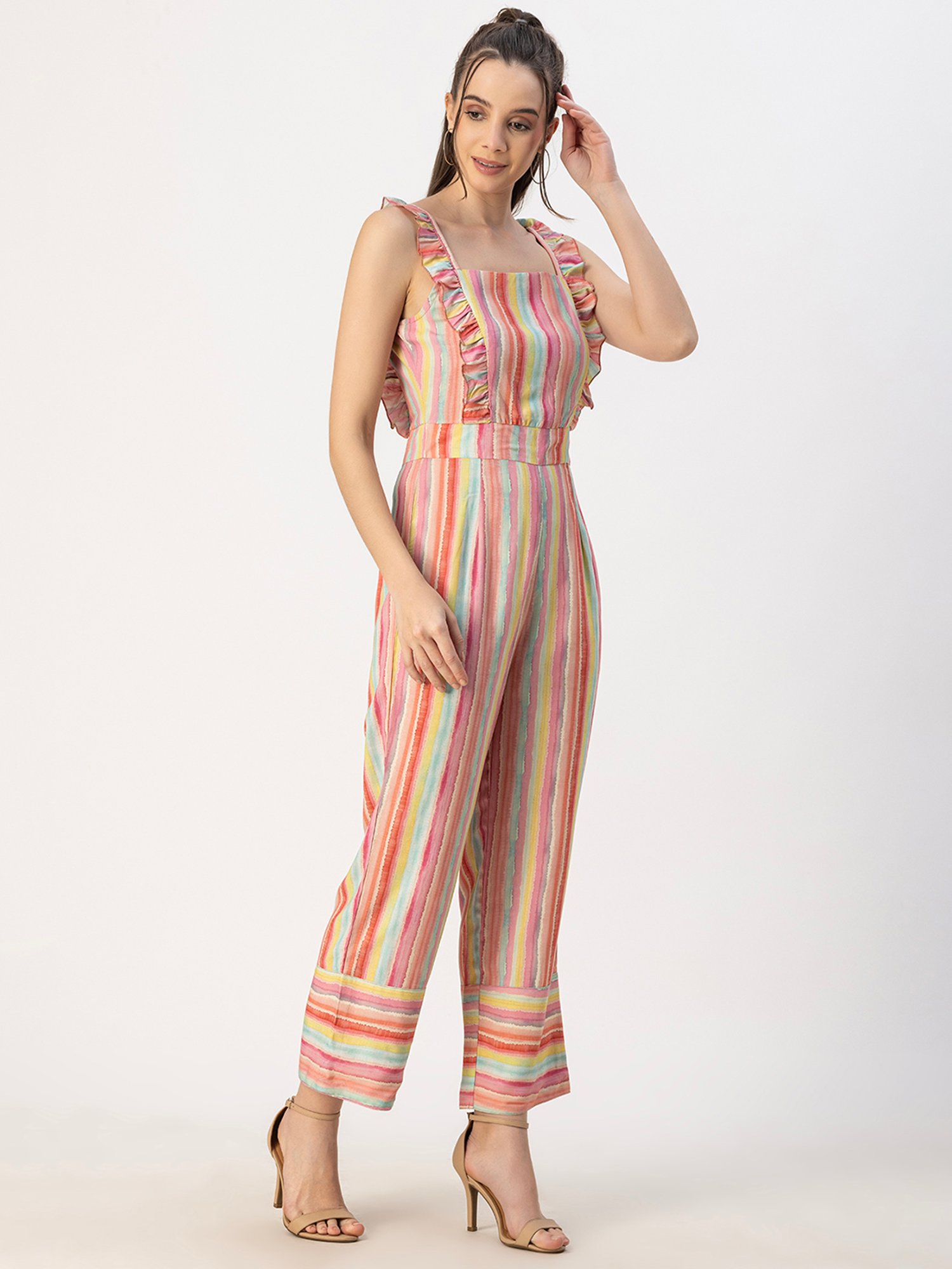 Moomaya Multicolor Striped Jumpsuit