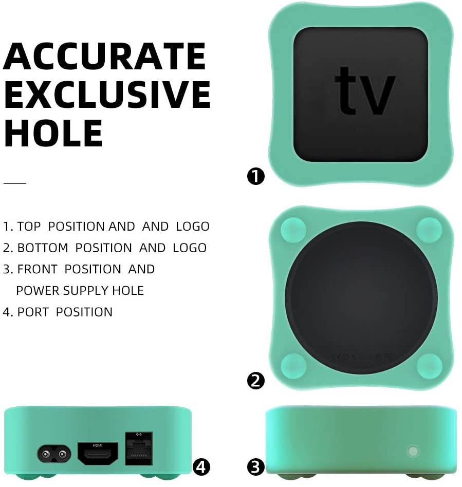 AWINNER Protective Case Compatible for Apple TV 4K 5th / 4th - [Anti Slip] Shock Proof Silicone Cover for Apple TV (Cyan)