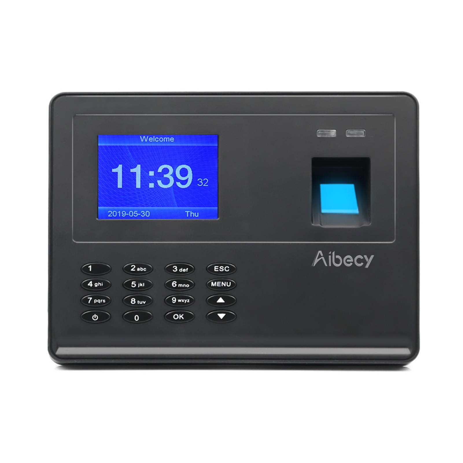 Aibecy Biometric Fingerprint Password Time Attendace Machine Employee Checking-in Time Clock Recorder Reader with 2.8 Inch TFT Screen Multi-language Built-in Battery Support USB Disk Data Download
