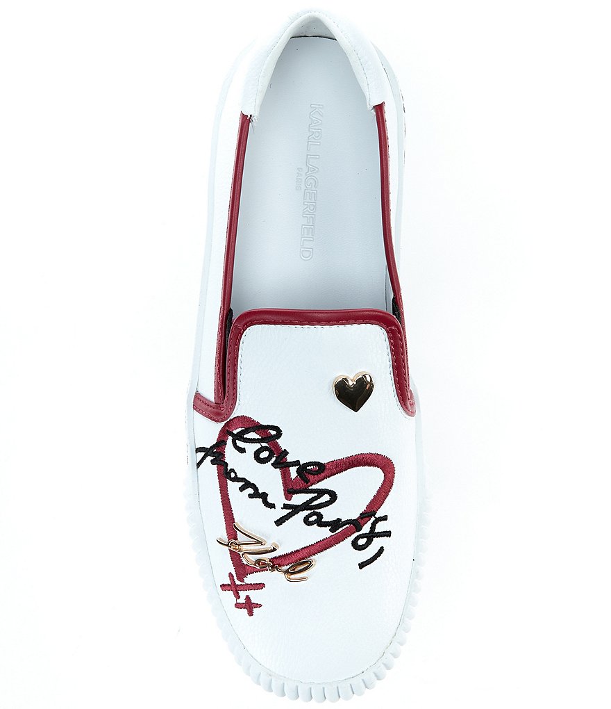 KARL LAGERFELD PARIS Jessie Logo Script Leather Slip-On Sneakers