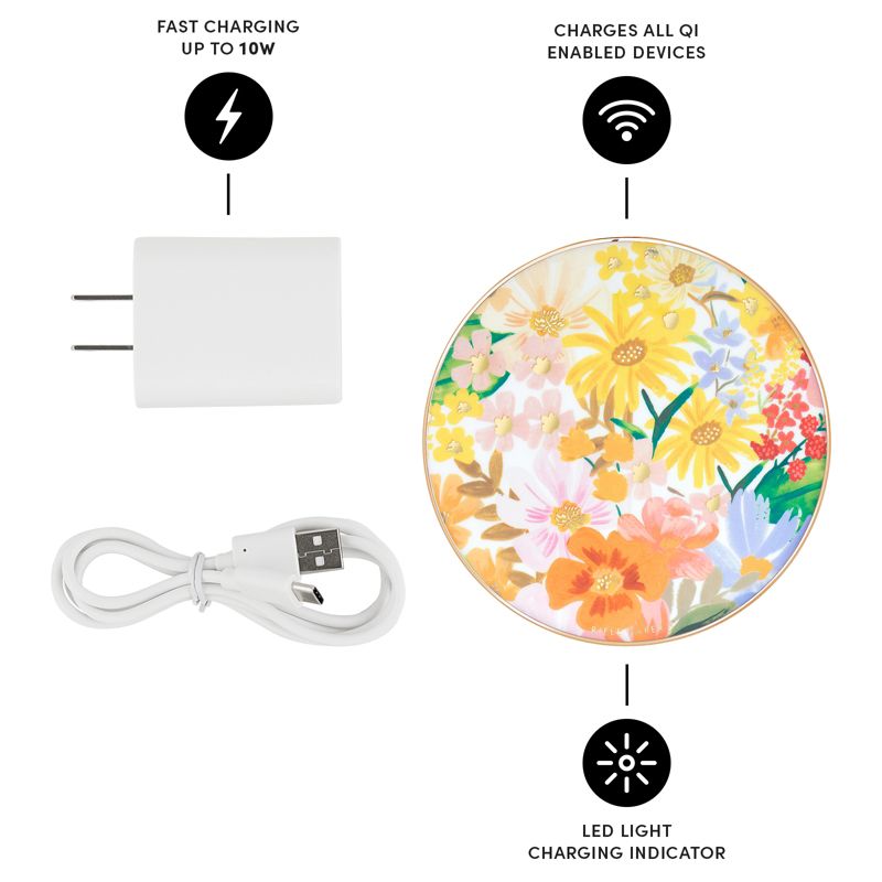Rifle Paper CO - Wireless Charger - Charges all Qi-Enabled Devices - Universal - Marguerite