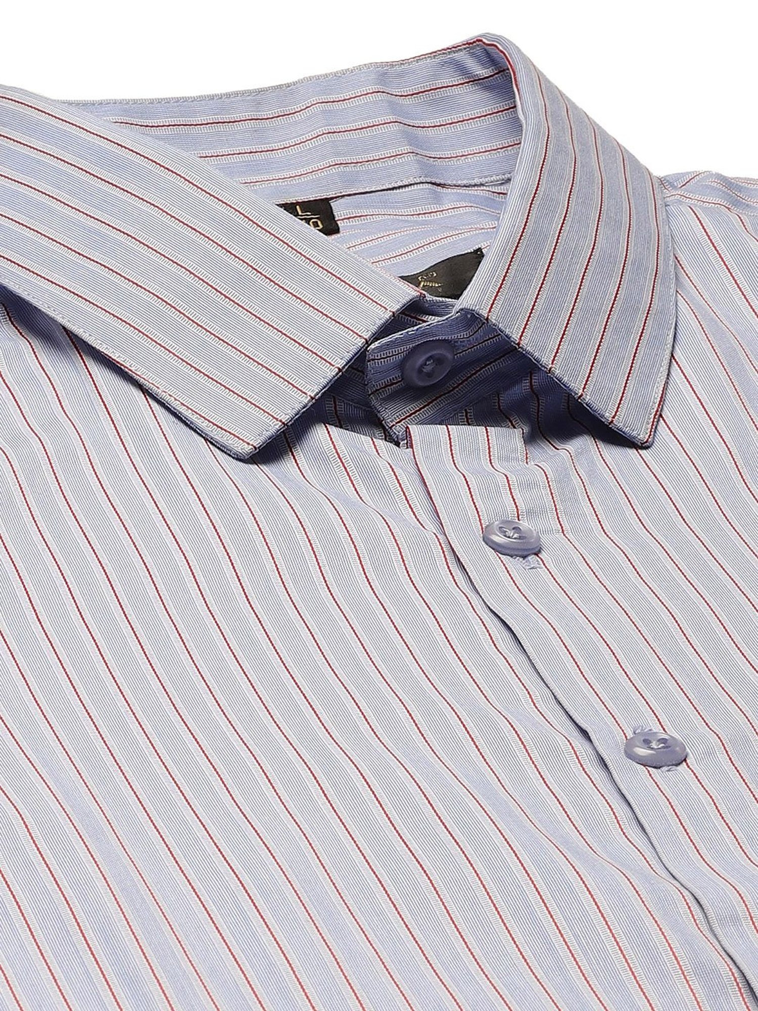 Sojanya Blue Cotton Regular Fit Striped Shirt