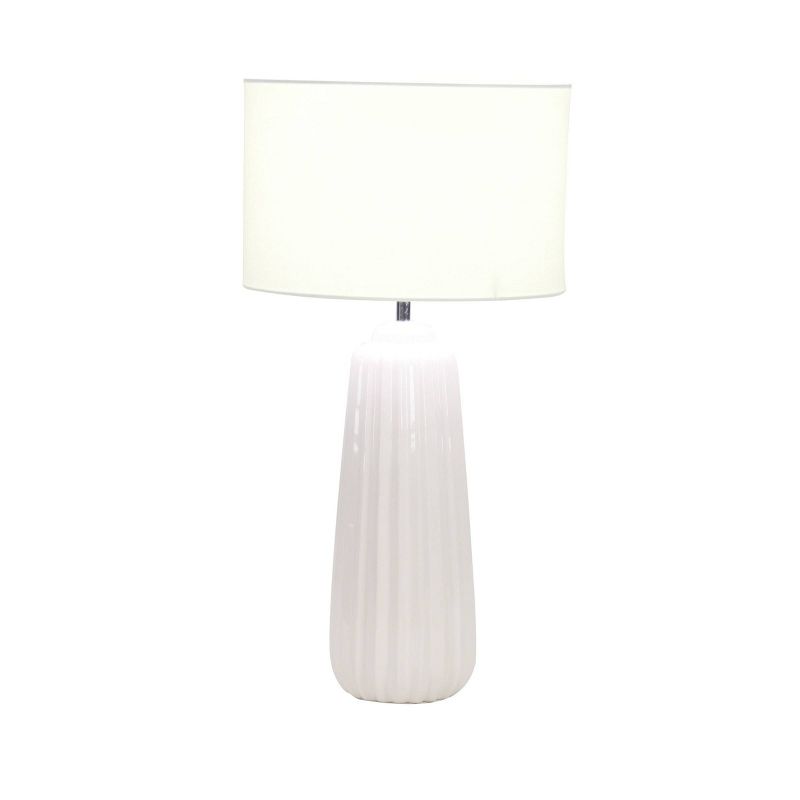 24" x 13" Ceramic Tapered Cylindrical Table Lamp White - Olivia & May