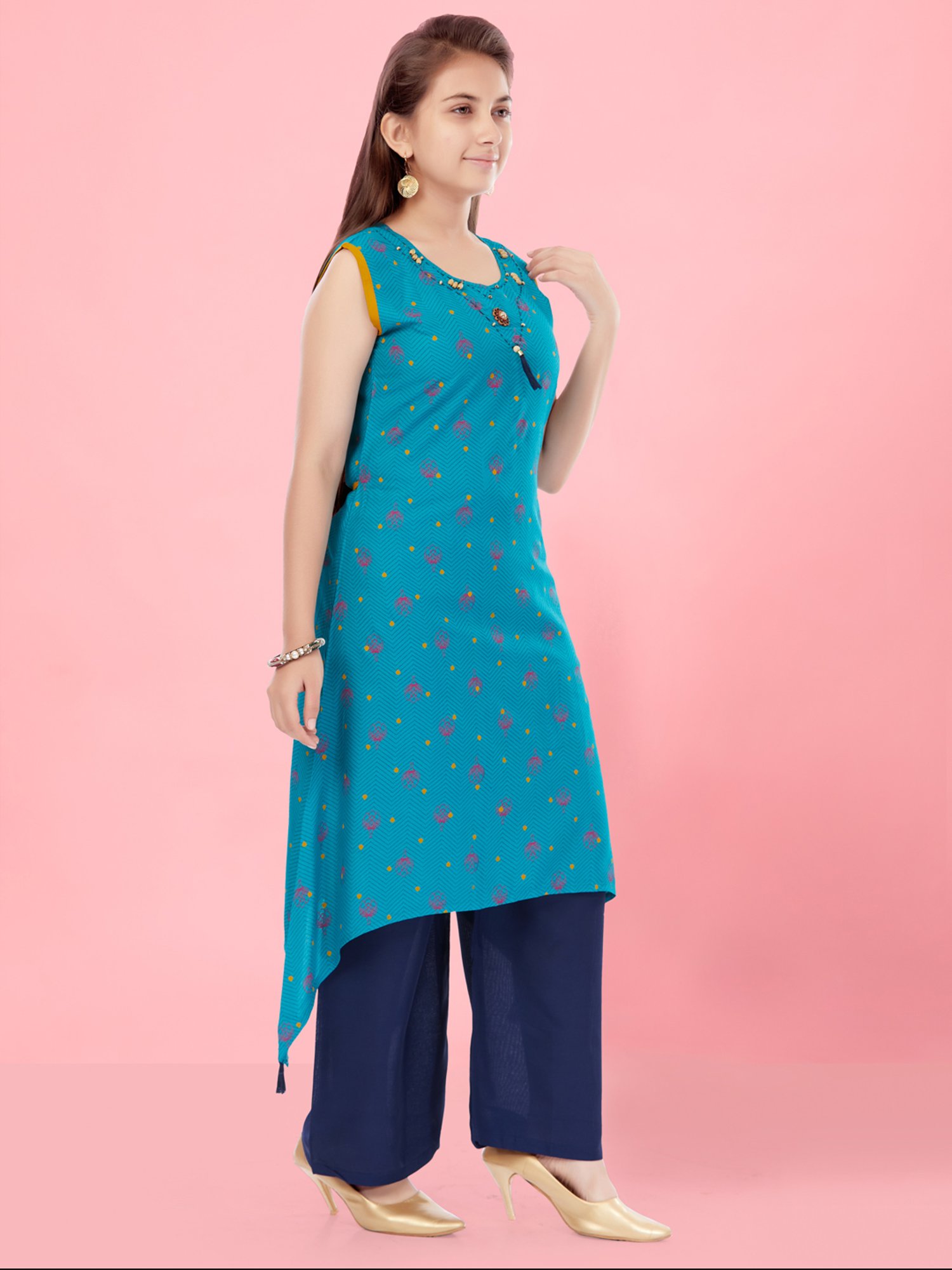 Aarika Kids Blue Printed Kurta