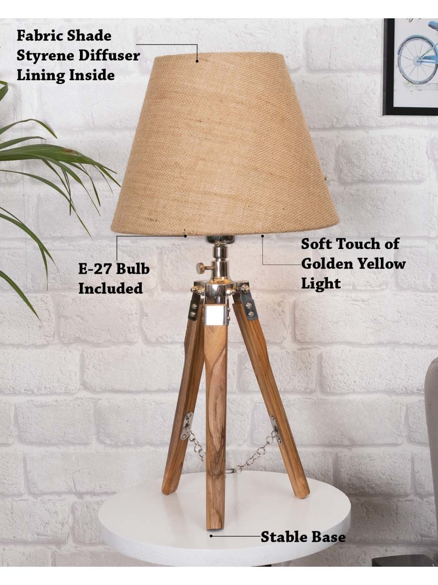 Homesake 'Modern' Brown Wood Table Lamp with Base - Set of 1