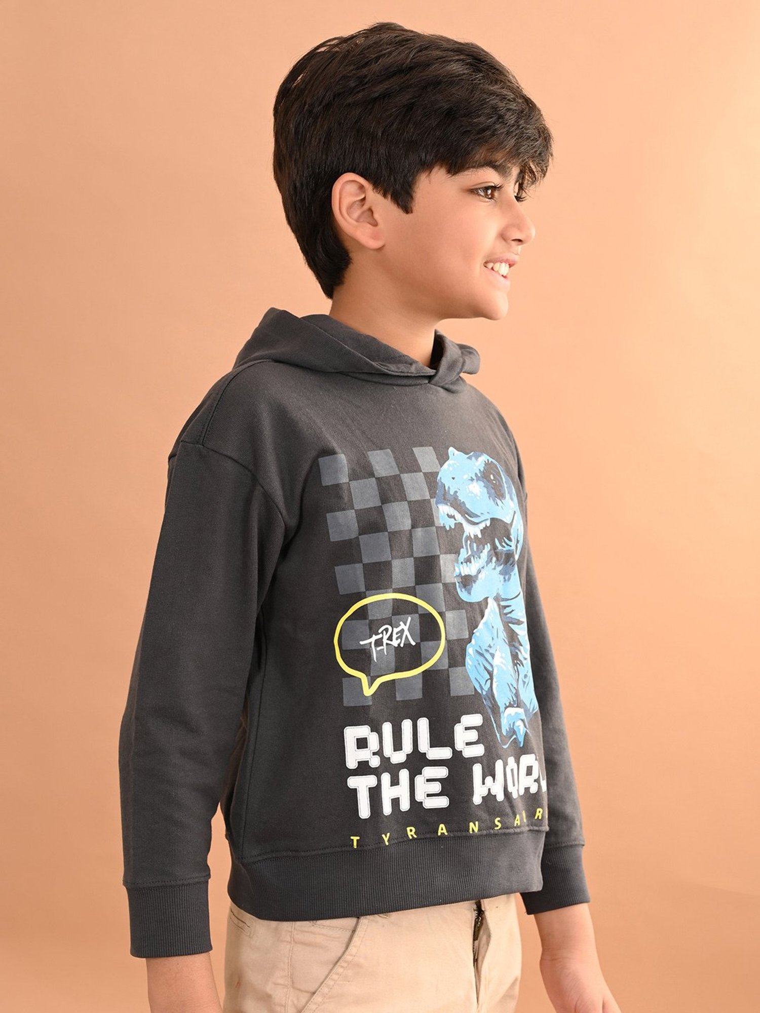 LilPicks Kids Dark Grey Printed Full Sleeves Sweatshirt