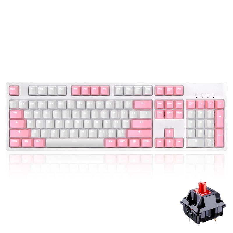 A-jazz AK535  N-key Rollover  Ergonomic Design,Cool Exterior USB Wired Cherry  MX Red Mechanical Gaming  Keyboard For Office And Game,  PBT Keycaps  - Blue Lotus ( No Light Version )