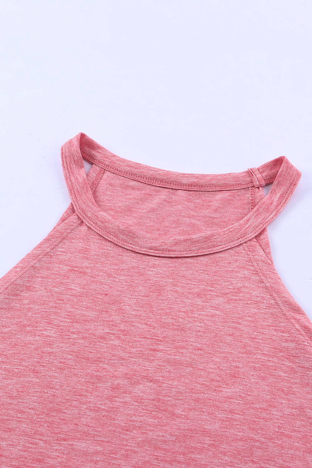 Pink Casual Solid Color Crew Neck Tank Top