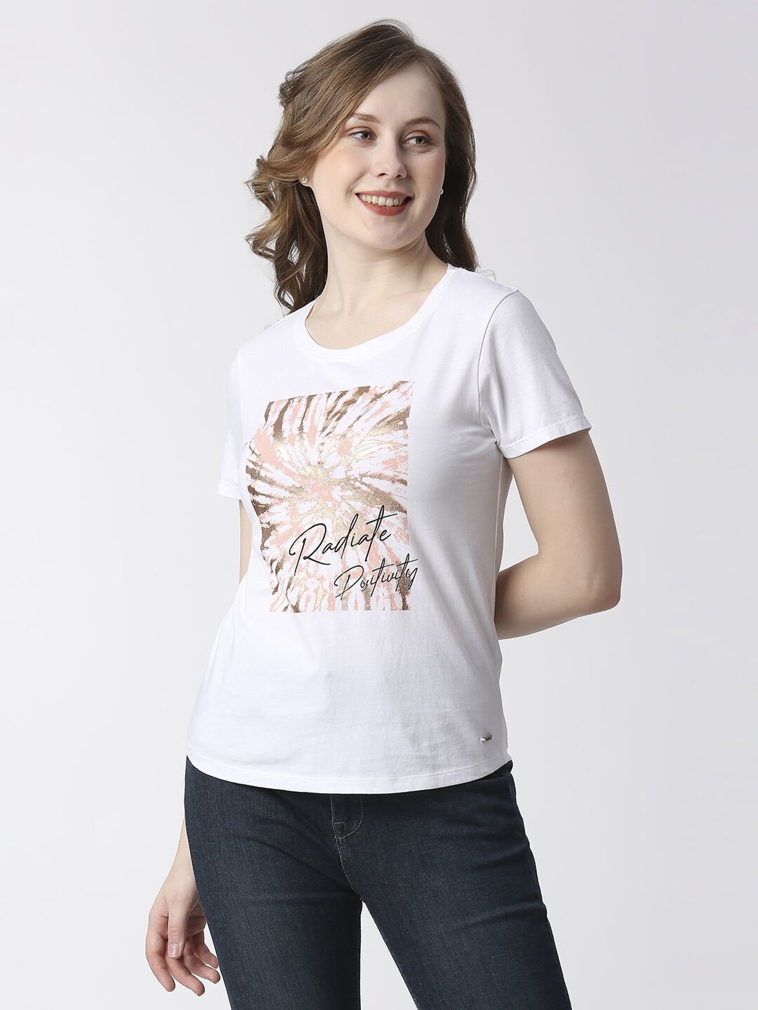 Pepe Jeans White Cotton Printed T-Shirt