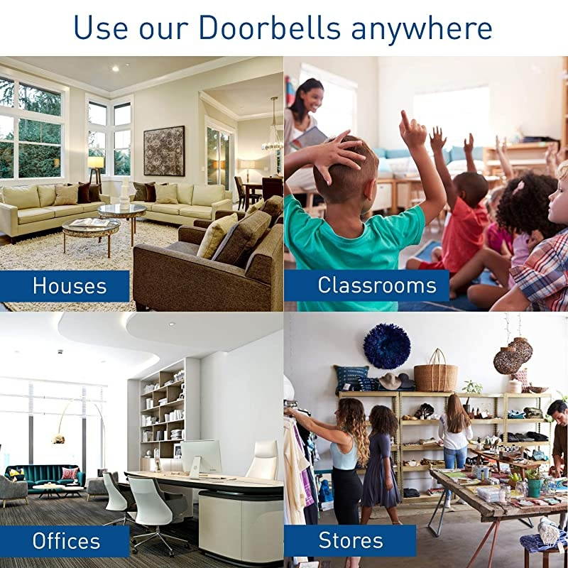 Extra Add-On Plugin Receiver for the Expandable Wireless Multi-Unit Long Range Doorbell Chime Alert System, Model LR, Scratch Resistant Matte Black