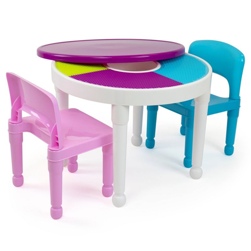3pc Round Plastic Construction Table With Chairs & Cover - Humble Crew
